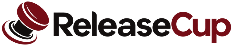 ReleaseCup wordmark with the approved tilted cupping-device icon.